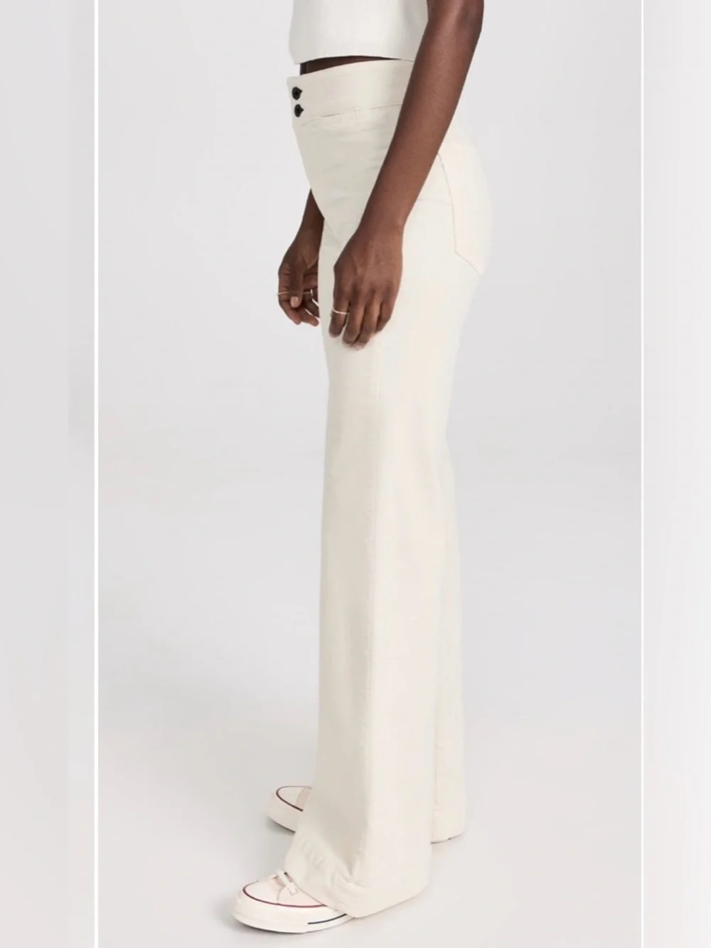 ASKK NY High-Rise Wide Leg Jeans in Cream - Picture 3 of 10
